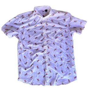 Miller Lite Button Down Shirt Mens XL White Good Beer Logo Print Short Sleeve
